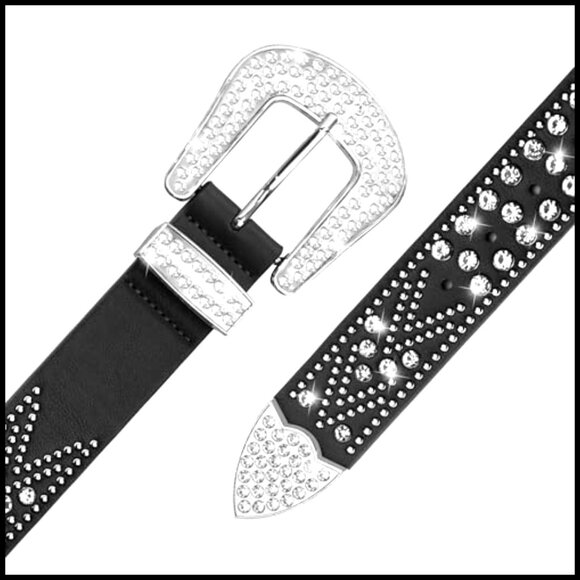 Rhinestone Studded Western Belt Y2K Cowgirl Faux Leather Bling Accessory main image 5